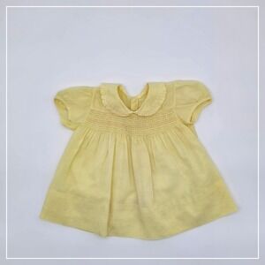 Vintage Baby Girl/Baby Doll Yellow Smocked Dress Peter Pan Collar Size 0-3 Month